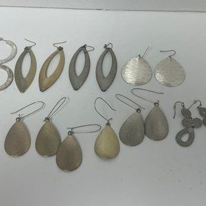 8 Pairs of New York & Company Earrings - Gold & Silver Tone all hang down 1 hoop